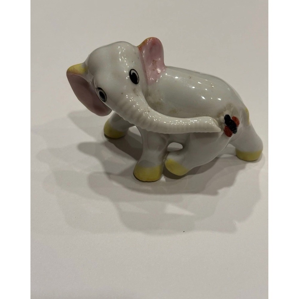 Vintage Hand Painted Porcelain Elephant Figurine